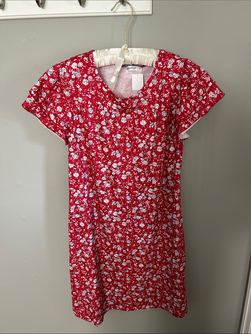 Girls' Ofeefan Red Floral Shift Dress - M